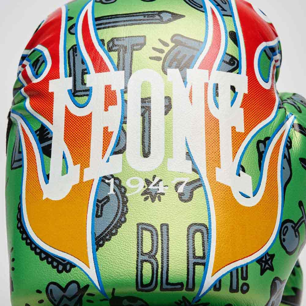 LEONE 1947 Guanti Boxe Flames 6 OZ Verde