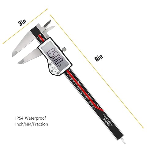 Miniatura 35 de Adoric Calibre digital, pinza digital electrónica cuerpo de acero inoxidable con pantalla LCD grande 0-6 pulgadas Conversión de Plateado