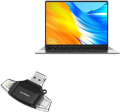 BoxWave Smart Gadget Compatible with Chuwi CoreBook X 2022 - AllReader SD Card Reader, microSD Card Reader SD Compact USB - Jet Black