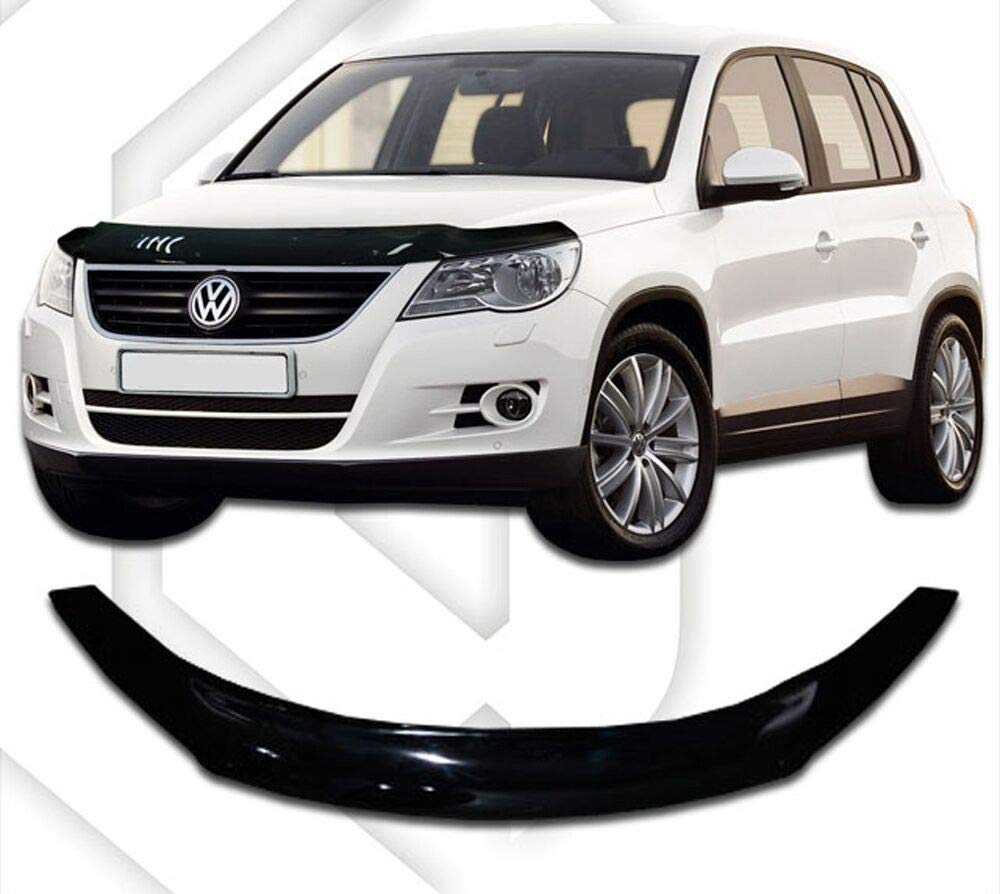 SCOUTT Motorhaubenschutz passend für Volkswagen Tiguan 2008-2012, Windabweiser Insektenschutz Steinschlagschutz Passform Schwarz