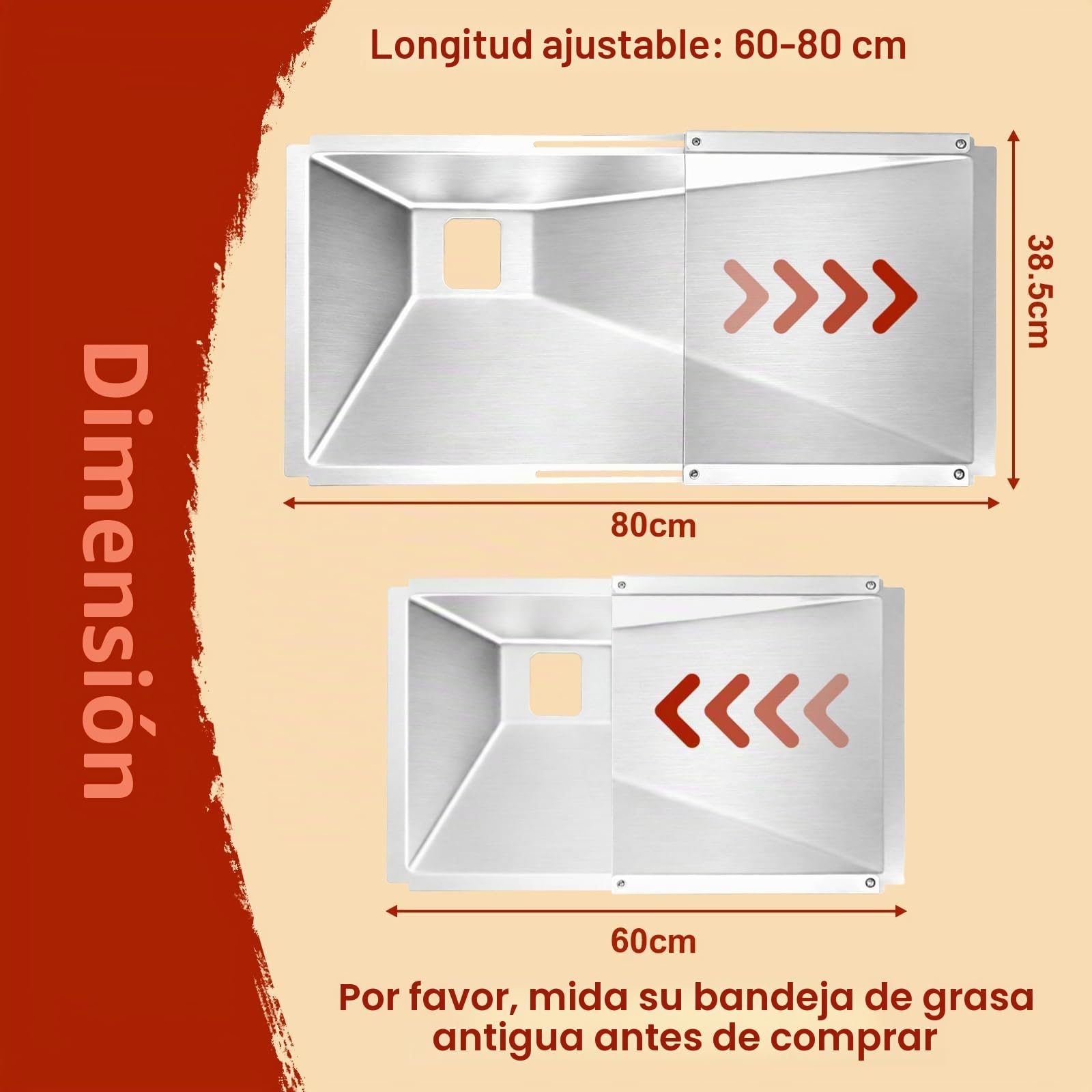 Denmay Bandeja universal para grasa con bandeja colectora, bandeja de goteo ajustable para barbacoa de gas de 3/4/5 quemadores de Charbroil, Dyna Glo, Nexgrill, Kenmore y más, bandeja recogegrasa (60