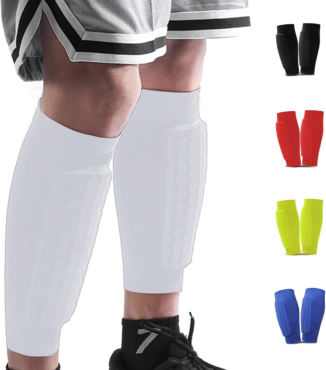 Soccer Shin Guards Shin Pads for Kids Youth Adult | Calf Compression Sleeve with Honeycomb Pads, Support for Shin Splint Baseball Boxing Kickboxing MTB