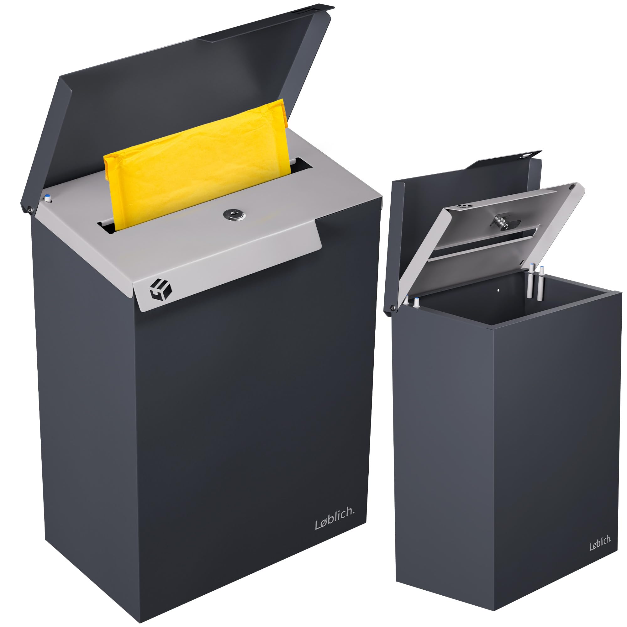 Briefkasten RAL 7016 Anthrazit | Vom Briefträger entwickelter XL-Wandbriefkasten für Päckchen & Post - wetterfest, geräuscharm, abschließbar - Outdoor Stahl-Postkasten modern