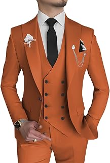Wangyue Men's 3 Piece Slim Fit Suits Double Breasted Suit Men Formal Suit for Wedding Prom Dinner Party