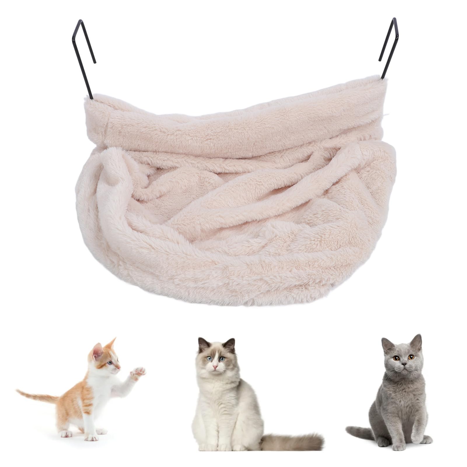 Haofy Lit Hamac pour Chat pour Animaux de Compagnie d'intérieur, Panier de Radiateur Suspendu en Peluche, Conception de Tunnel Multifonctionnel (Beige)