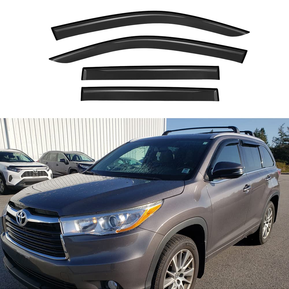 Kucaruce 94427 Original Side Window Wind Guards,4pcs Exterior Door Trim Sun Rain Vent Side Window Visor Deflector Compatible with 2014-2019 Highlander XP1