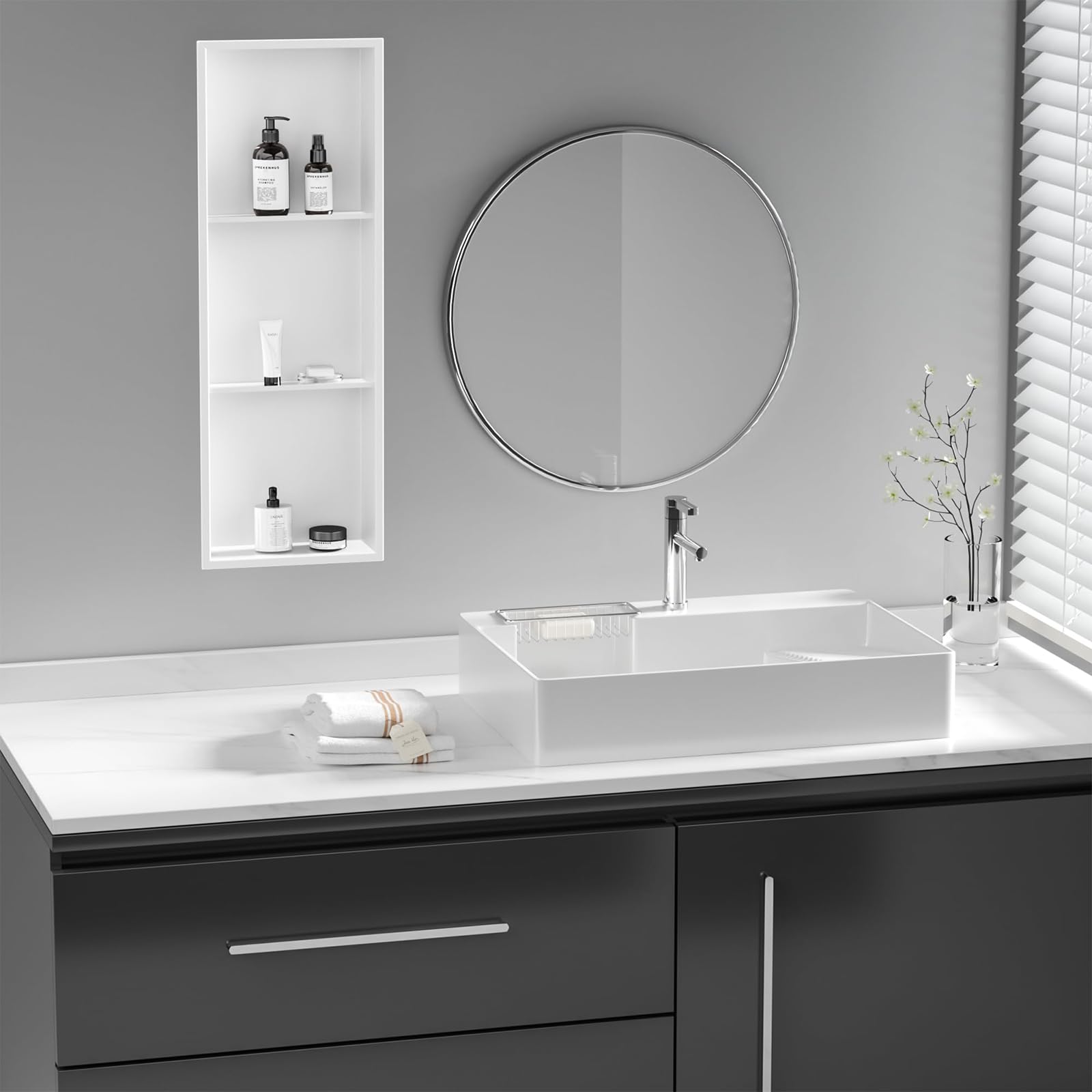 304 Stainless Steel ThreeTier Shower Niche Insert Waterproof Recessed Storage Caddy White