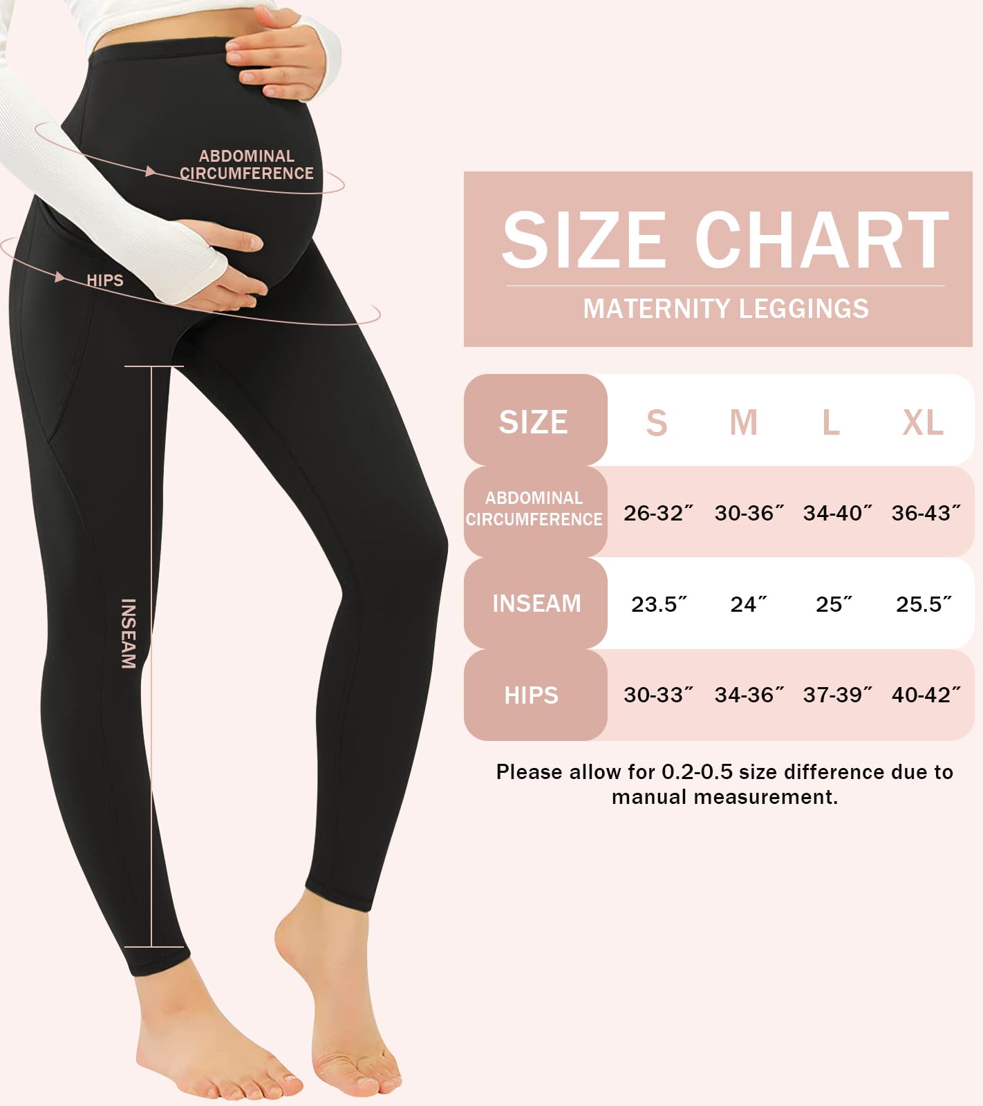 Leggings premaman sopra la pancia, pantaloni da donna a vita alta per gravidanza, allenamento attivo, con tasche, confezione da 1 e 2
