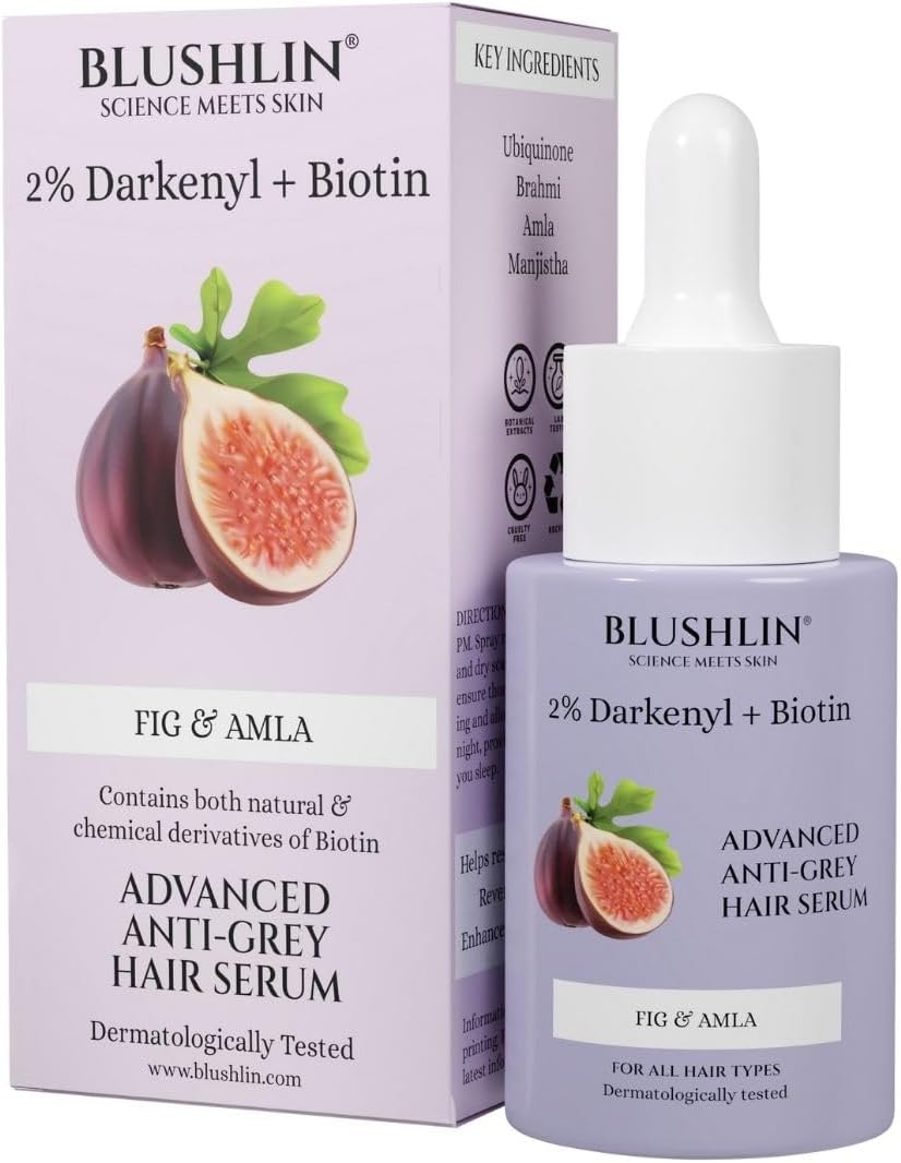 2% Darkenyl for Anti Grey Hair Serum|Anti-Greying Actives with Biotin, Bhringraj, Henna & Amino Acid Complex|Strengthens Roots & Adds Shine|Toxin Free|All Hair Types- 30ml