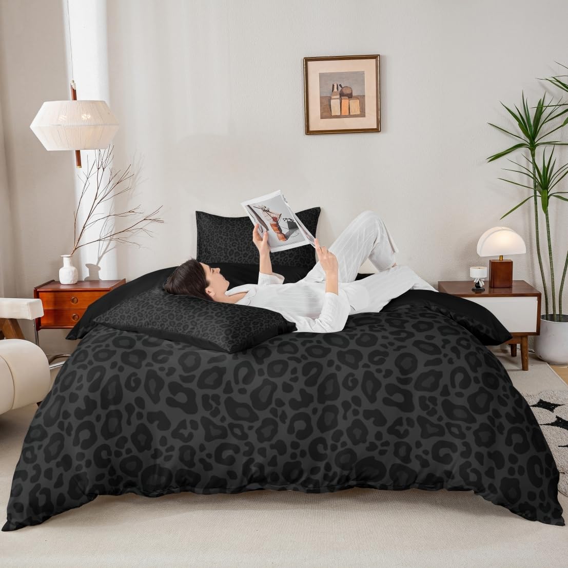 Leopard Print Duvet Cover African Cheetah Bedding Set Gray Wild Animal Skin Print Comforter Cover for Boys Girls Kids Room Decor Bedding Set Twin Size,No Comforter