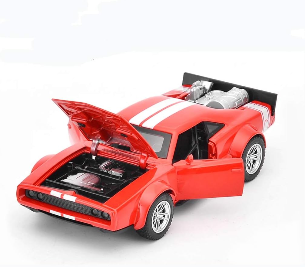 GAOQUN-TOY 1:32 Dodge Alloy Car Model Pull Back Sound And Light Toy Car Icebreaker Three Door Metal Simulation Car (color : Red)