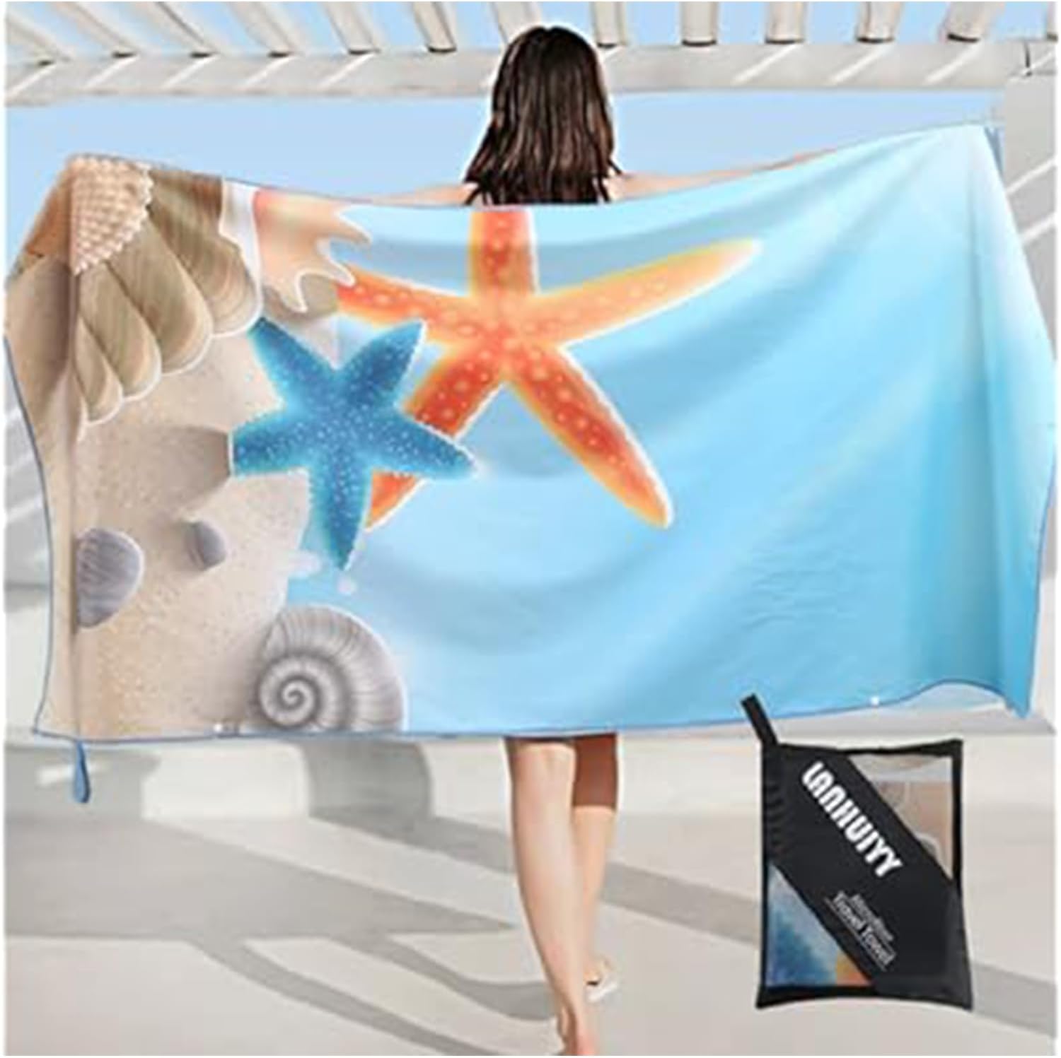 MOMOMUS Telo Mare Grande Antisabbia - Design Mandala - Ideale come Pareo, Telo Mare da Spiaggia Grande a Prova di Sabbia o Telo da Spiaggia Antisabbia XXL - Turchese, 210x230 cm