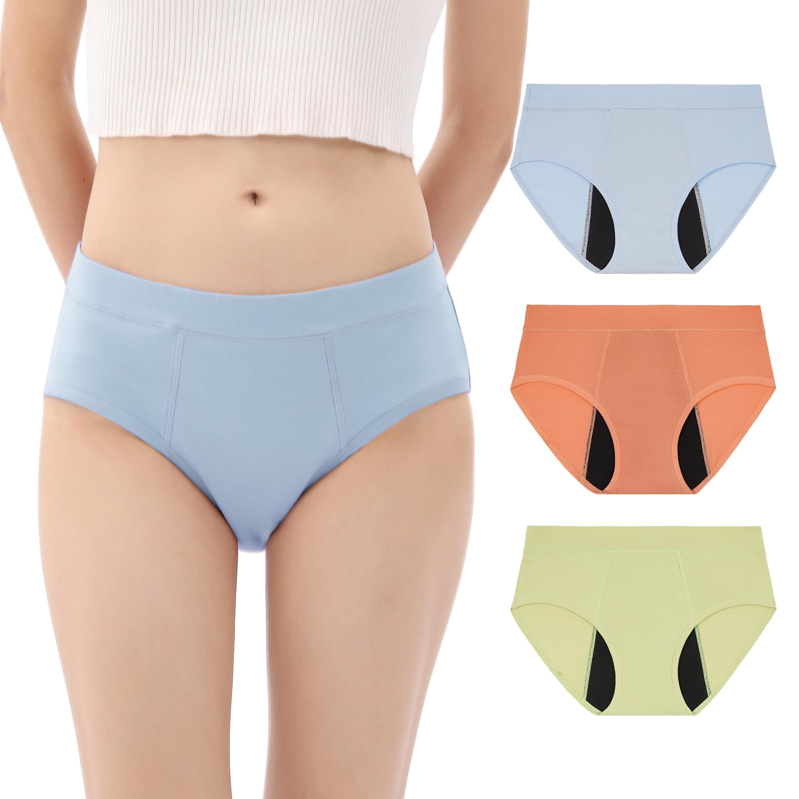 INNERSY Mutande Mestruali Ragazza Flusso Abbondante Slip Ciclo Mestruale Cotone 10-18 Anni Pacco da 3