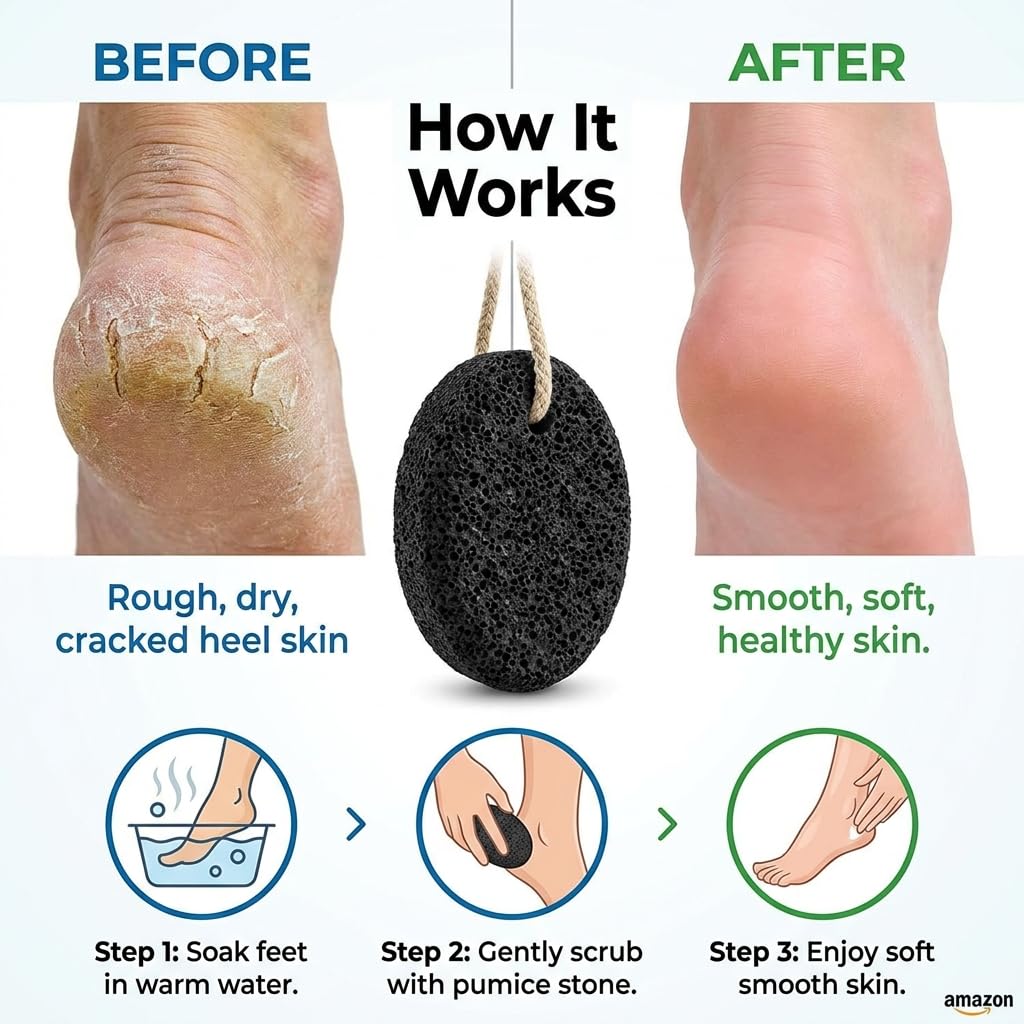 Depurador de pies y manos con piedra pómez, removedor de callos de piedra de lava natural negra, exfoliación de pies, exfoliante de manos, herramienta de pedicura y removedor de piel seca, promueve un