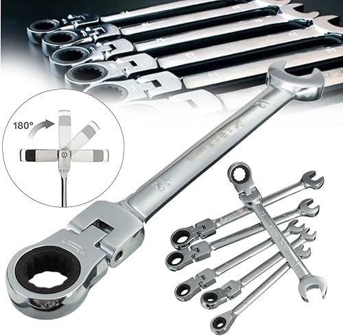 Miniatura 4 de Juego de 7 unids un juego de 0.236 in 0.276 in 0.315 in 0.354 in 0.394 in 0.433 in 0.472 in flexible cabeza giratoria trinquete combinación llave