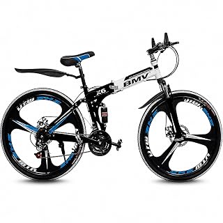 Skyride Bikes X6 Series BM Cycle – Foldable Bicycle with 21-Speed Gears, Carbon Steel Frame, Dual Suspension & Disc Brakes for a Smooth & Comfortable Ride | Ideal for City Rides | Black & White