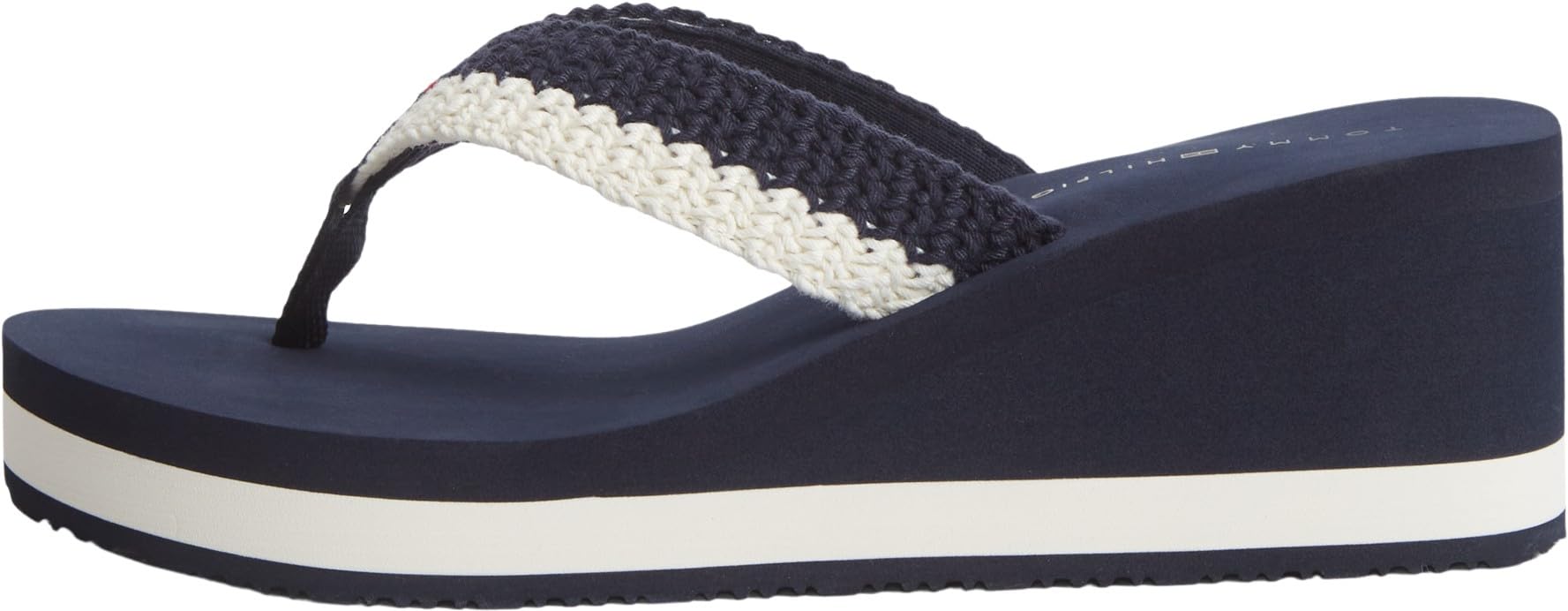 Tommy Hilfiger Women Th Wedge Crochet Summer Sandal FW0FW09420 Flip Flops, BLUE, 2.5