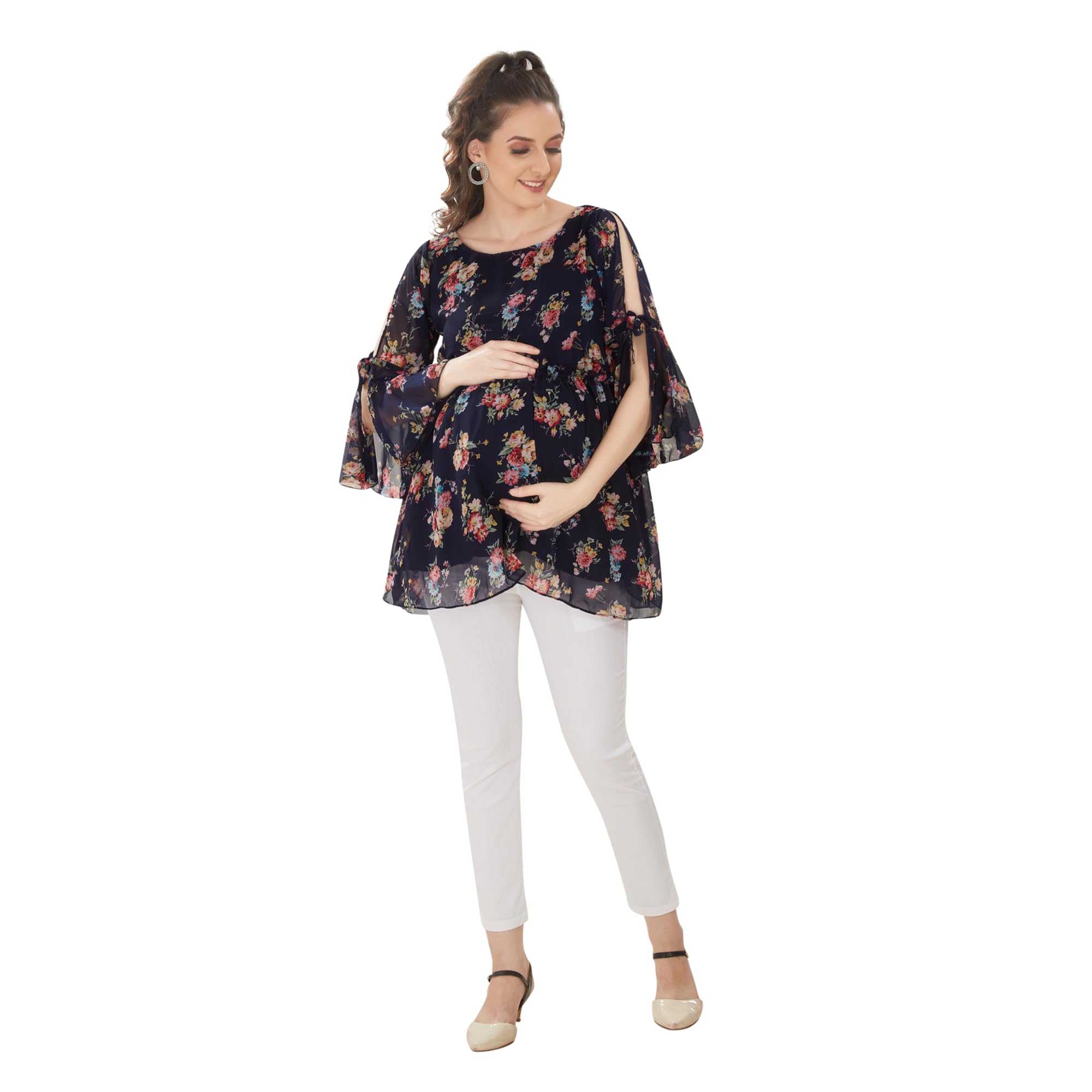 Obsidian Navy Floral Maternity Top-picture-42