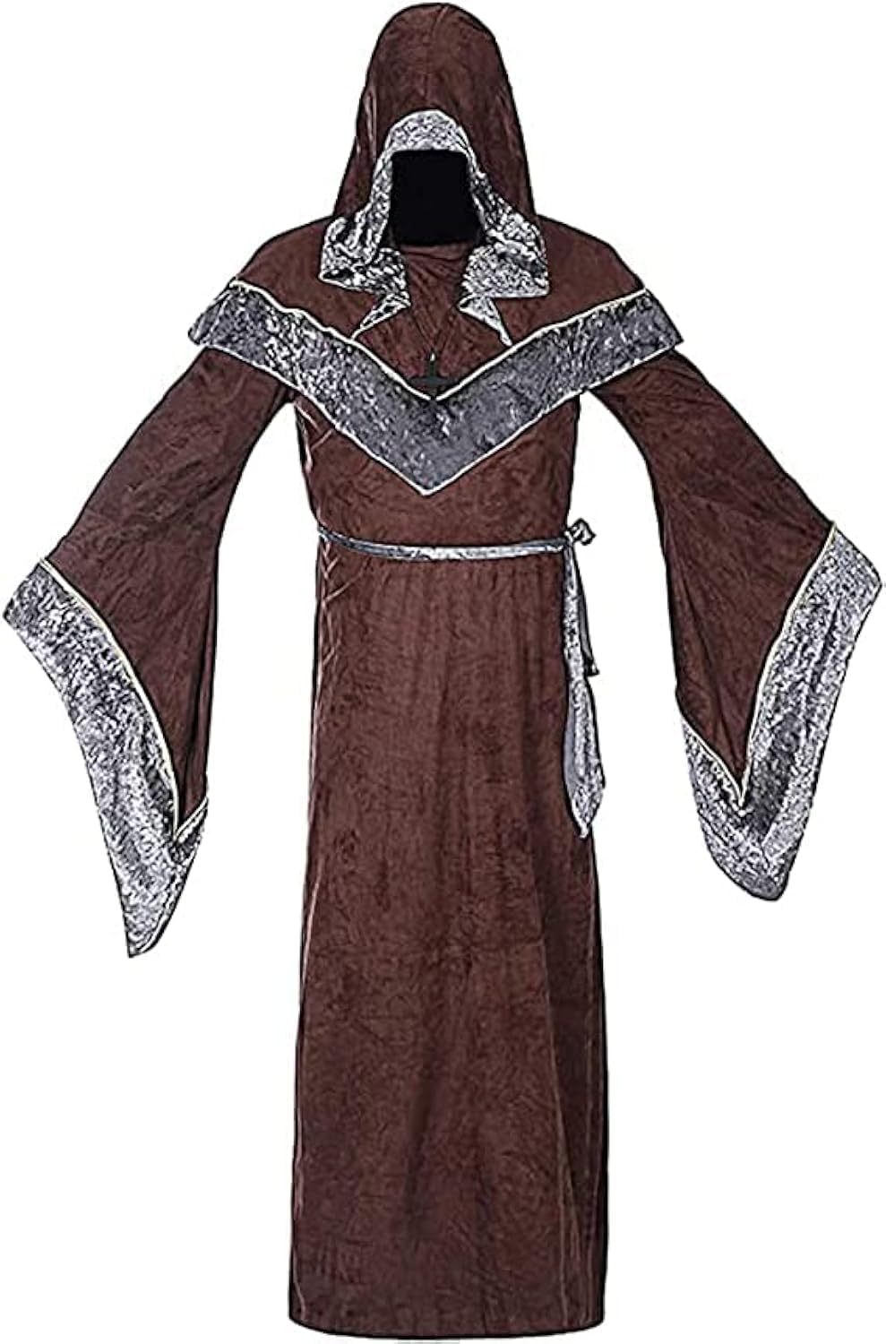 Herren Halloween-Kostüm, Zauberer-Robe, Mittelalter-Vintage-Renaissance-Umhang, Umhang mit Kapuze