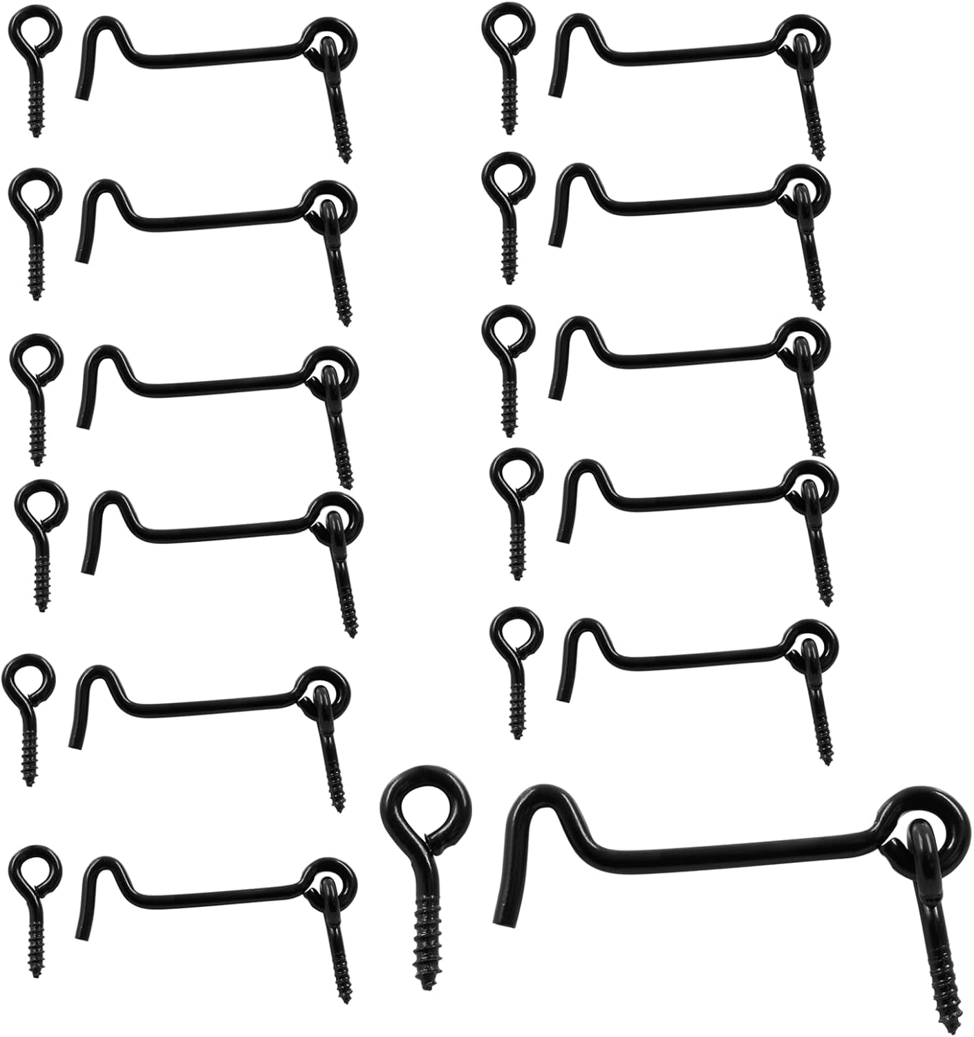 12Pcs Black Cabin Hook and Eye Latch, 2.5" Swivel Window Hook Gate Door Latch with Mounting Screws for Swivel Window Wood Gate Door