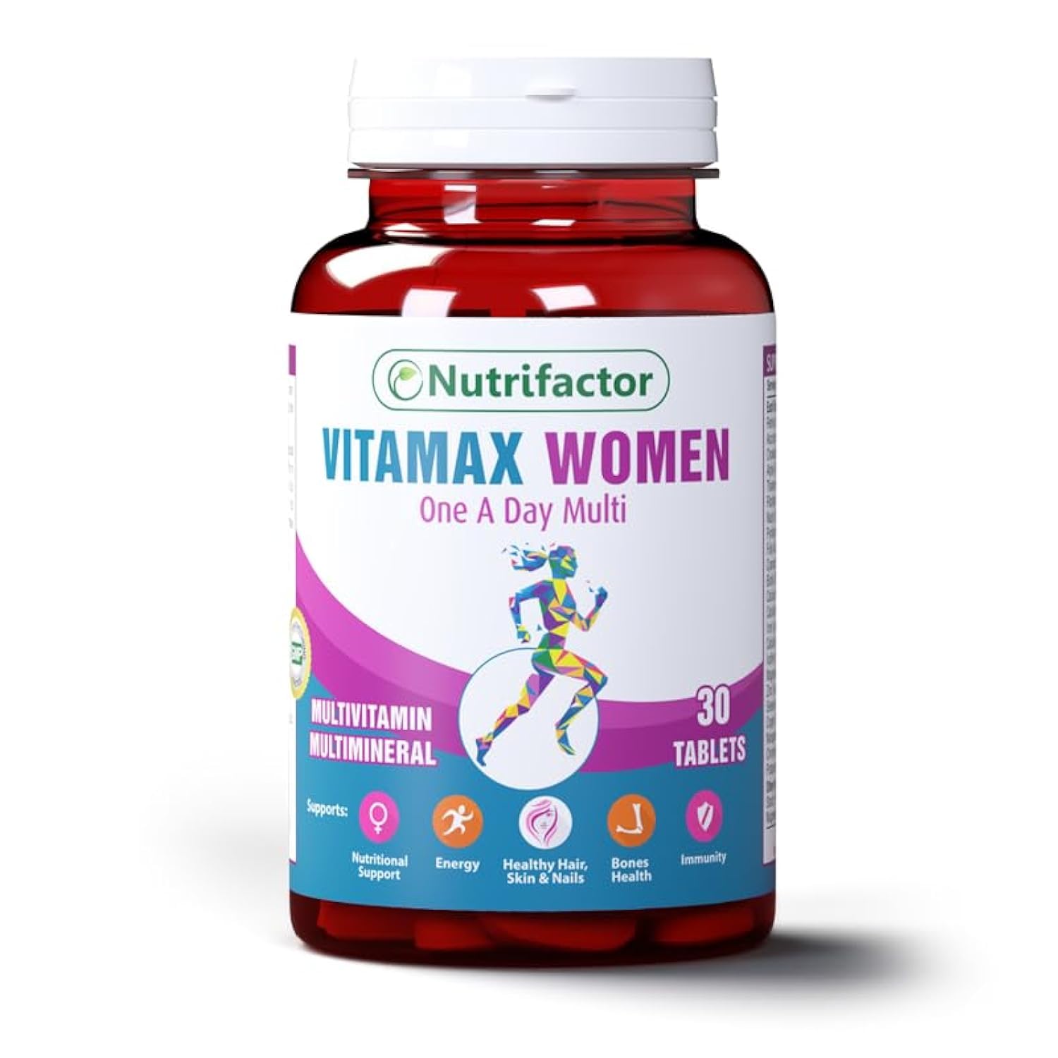 Nutrifactor's Vitamax Women - Elevates Women's Health with 23 Essential Nutrients for Energy, Immunity, Heart, Brain, and Eye Health. A Nutrient-Rich Formula for Women's Overall Health (30 Tablets)
