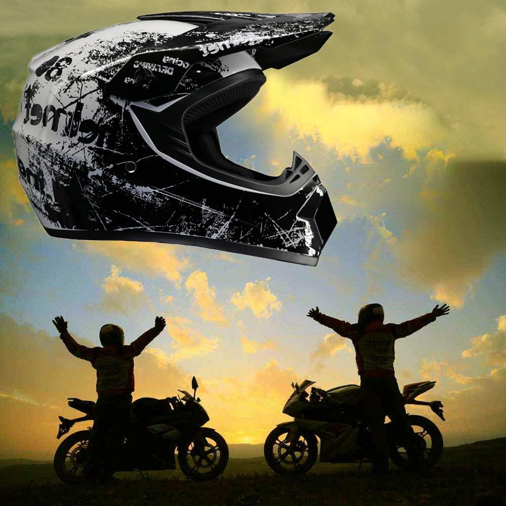 Doble Deporte MTB Casco Motocross Colocar, con Máscara Guantes Gafas, Integral FTodoterreno ATV Moto Casco, Enduro Cuesta Abajo MX Quad Bicicleta Sucia Chocar Cascos