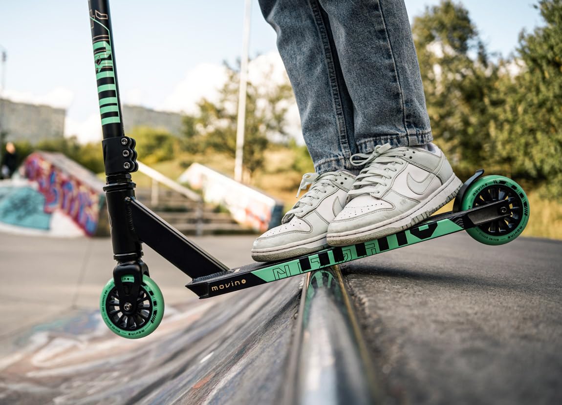 Movino Nitro Hulajnoga Wyczynowa Profesjonalna Hulajnoga Freestyle ABEC 9 Koła 100 mm Aluminiowy Deck 6061 3,3 kg Udźwig: 100 kg