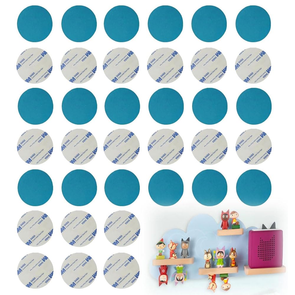 AZWOOD Metallplättchen Selbstklebend für Tonies, 36 Stück Metallscheiben Edelstahl mit Kleber für Toniefiguren, Haftgrund für Magnete, Verbessertes Band - Extra Starker Halt für Tonie figurens