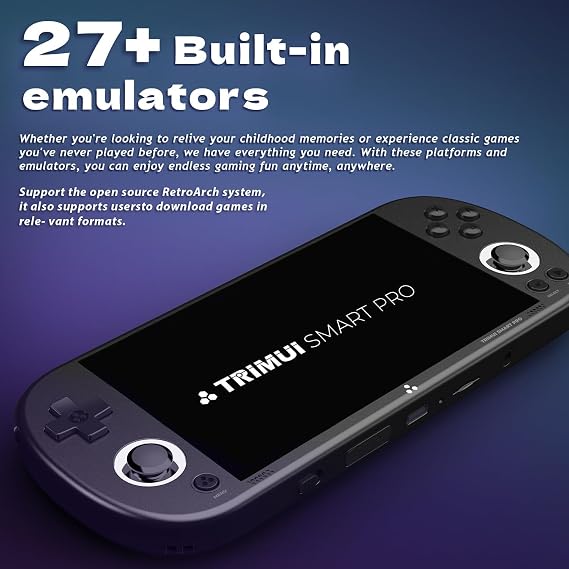 Trimui Smart Pro Handheld Game Console, 4.96-Inches Display Console Preinstalled Emulator with 128/256GB TF Card, Retro Game Console with Linux System Allwinner A133P Processor (Grey-128GB)