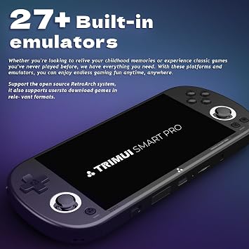 Trimui Smart Pro Handheld Game Console, 4.96-Inches Display Console Preinstalled Emulator with 128/256GB TF Card, Retro Game Console with Linux System Allwinner A133P Processor (Grey-128GB)