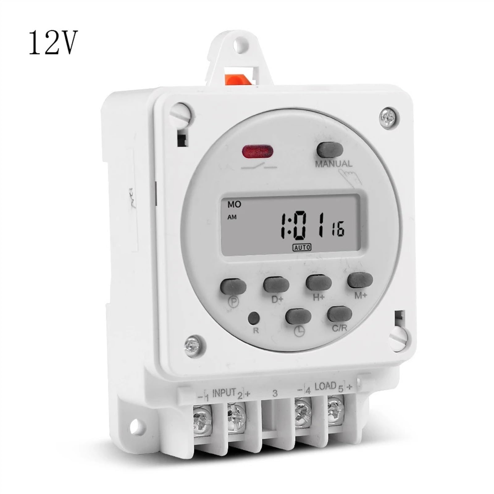 Minuterie Programmable CN101E 16A, relais temporisé avec boîtier sur Rail DIN 12V 220V AC for l'éclairage du ventilateur solaire (Color : 12V)