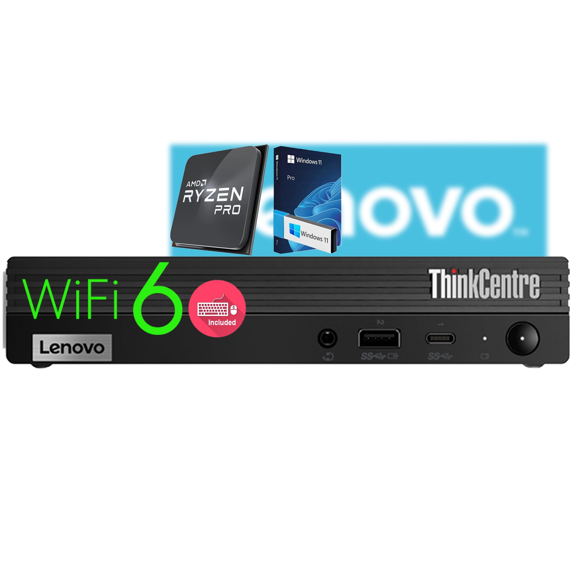 Lenovo ThinkCentre Mini Computer, 16GB RAM & 512GB SSD, AMD CPU, Dual-Display Support, Wi-Fi, Bluetooth, USB Ports, Ethernet Port, w/o Keyboard&Mouse, Windows 11 Pro, for Business&Home