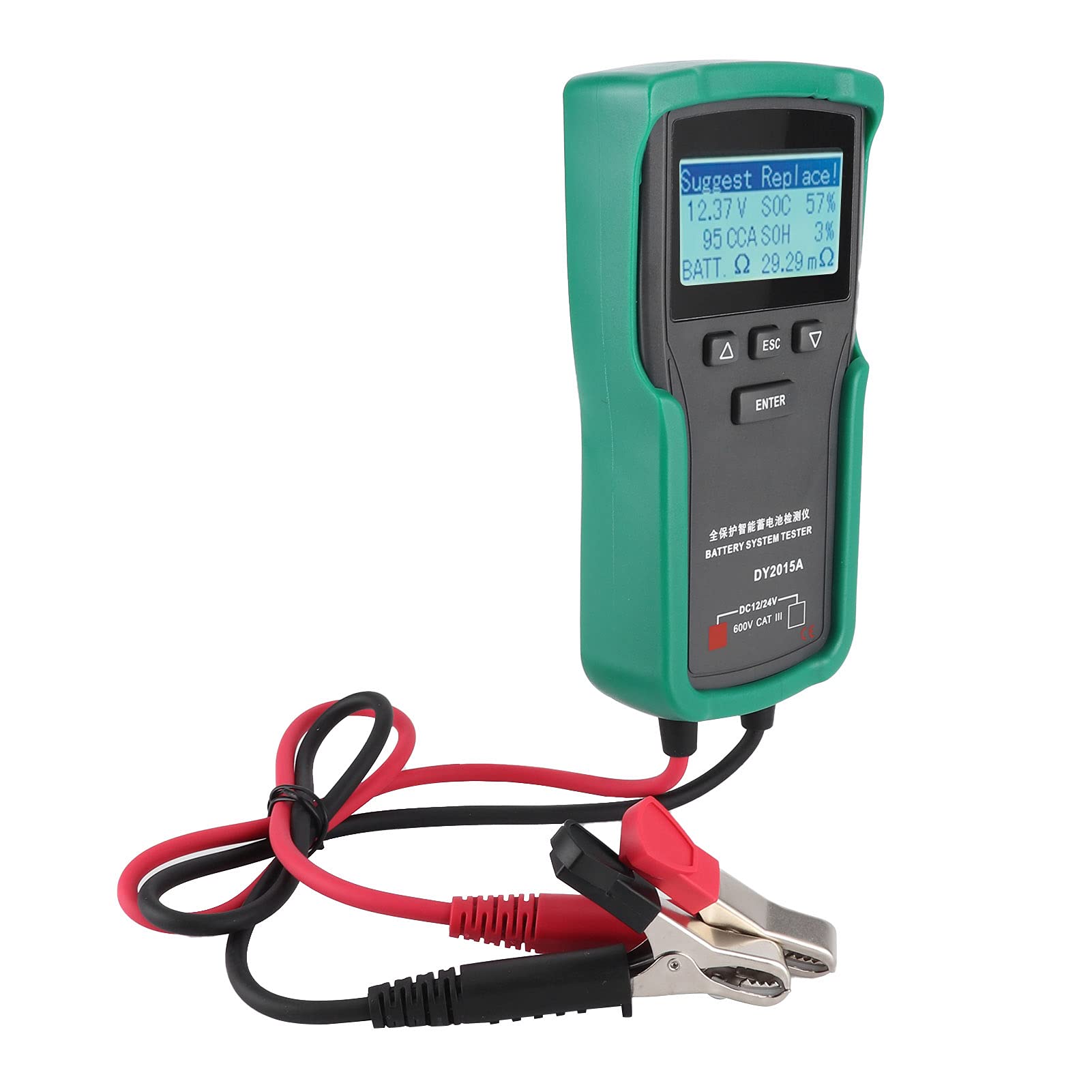 Probador de batería de Torvex, analizador de carga de voltaje 12V - 24V para verificación de la batería del automóvil, DY2015A Capacidad de control, Herramienta de prueba de carga