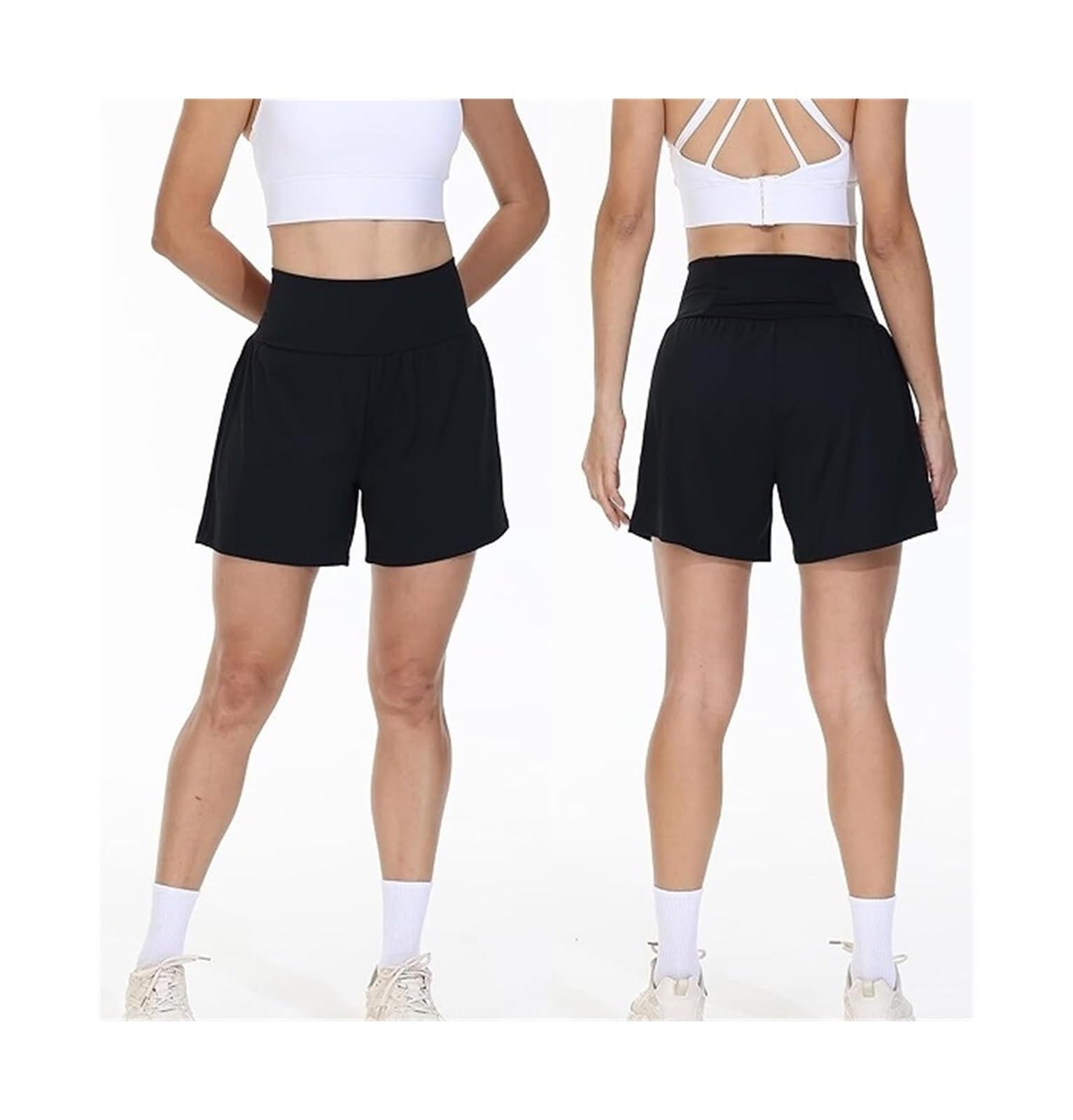 2-in-1-Sport-Laufshorts for Damen Mit Innentasche, Hoch Taillierte Fitness-Workout-Tennisshorts for Frauen, Sweat-Shorts, Lässige Sommershorts