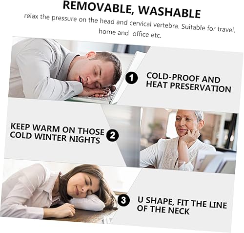 Miniatura 5 de FRCOLOR U Shaped Neck Hot Water Bag with Plush Cover Knitting Sleeve Leak Warm Compress for Neck Care Home Travel Random Color