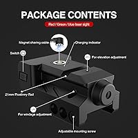 Vista 7 de SOLOFISH Low Profile Beams for Guns, Rechargeable Green/Blue/Red Beam for Pistol with Rail
