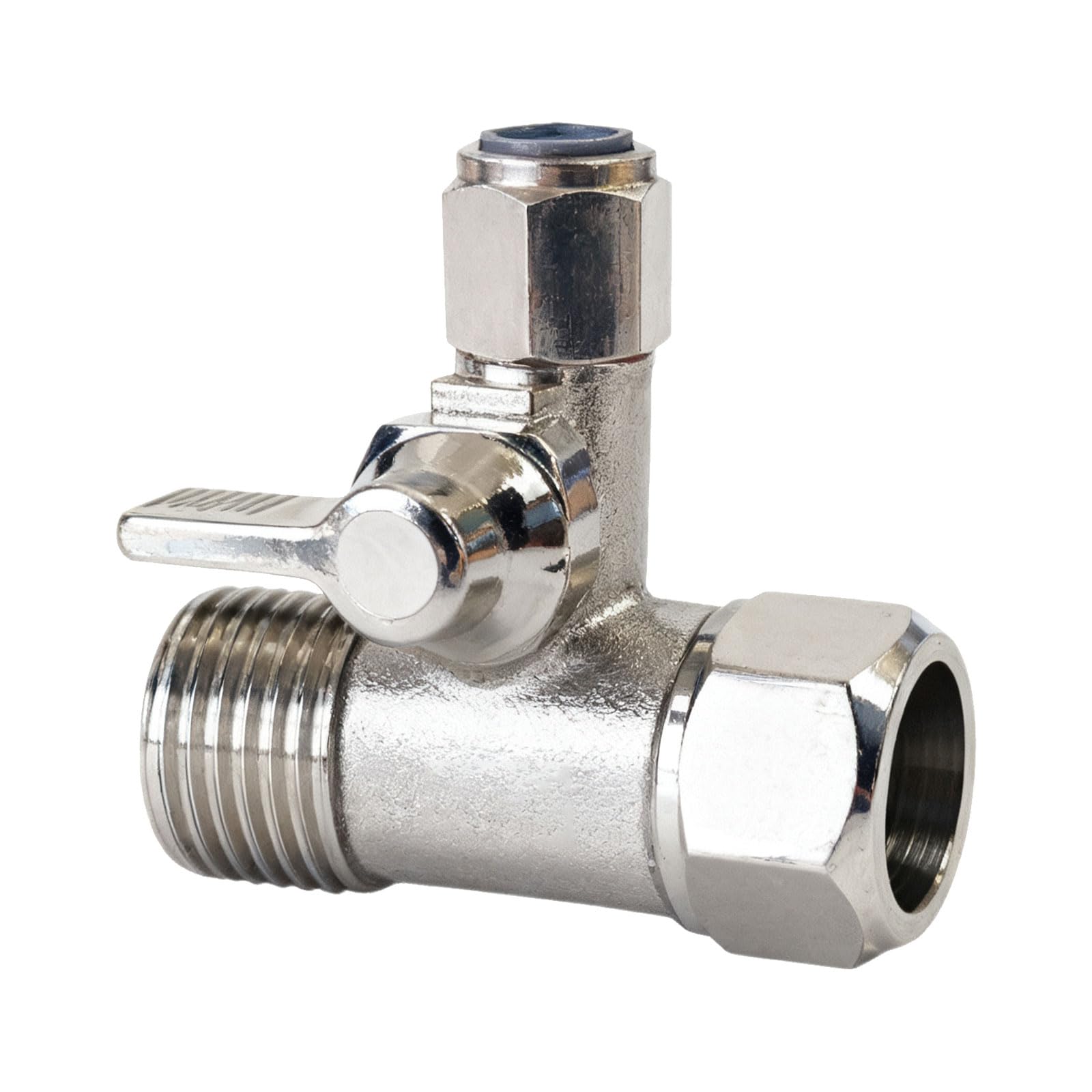 Zawór odcinający, adapter trójnik, przyłącze wody 1/2 cala x 1/2 cala x 1/4 cala do łatwego podłączenia filtrów wody i instalacji osmozy do rur zimnej wody, przyłącze wody do lodówki