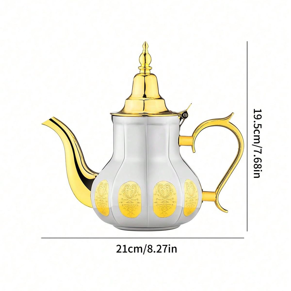Tetera marroquí de 0,7 l, estilo árabe, acero inoxidable, estilo marroquí, tradicional, estilo religioso
