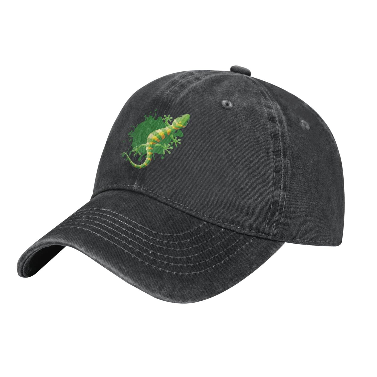 allgobeeCotton Baseball Cap Gecko-3d-Chameleon-Reptile Dad Hat Adjustable Polo Trucker Unisex Style Headwear Black