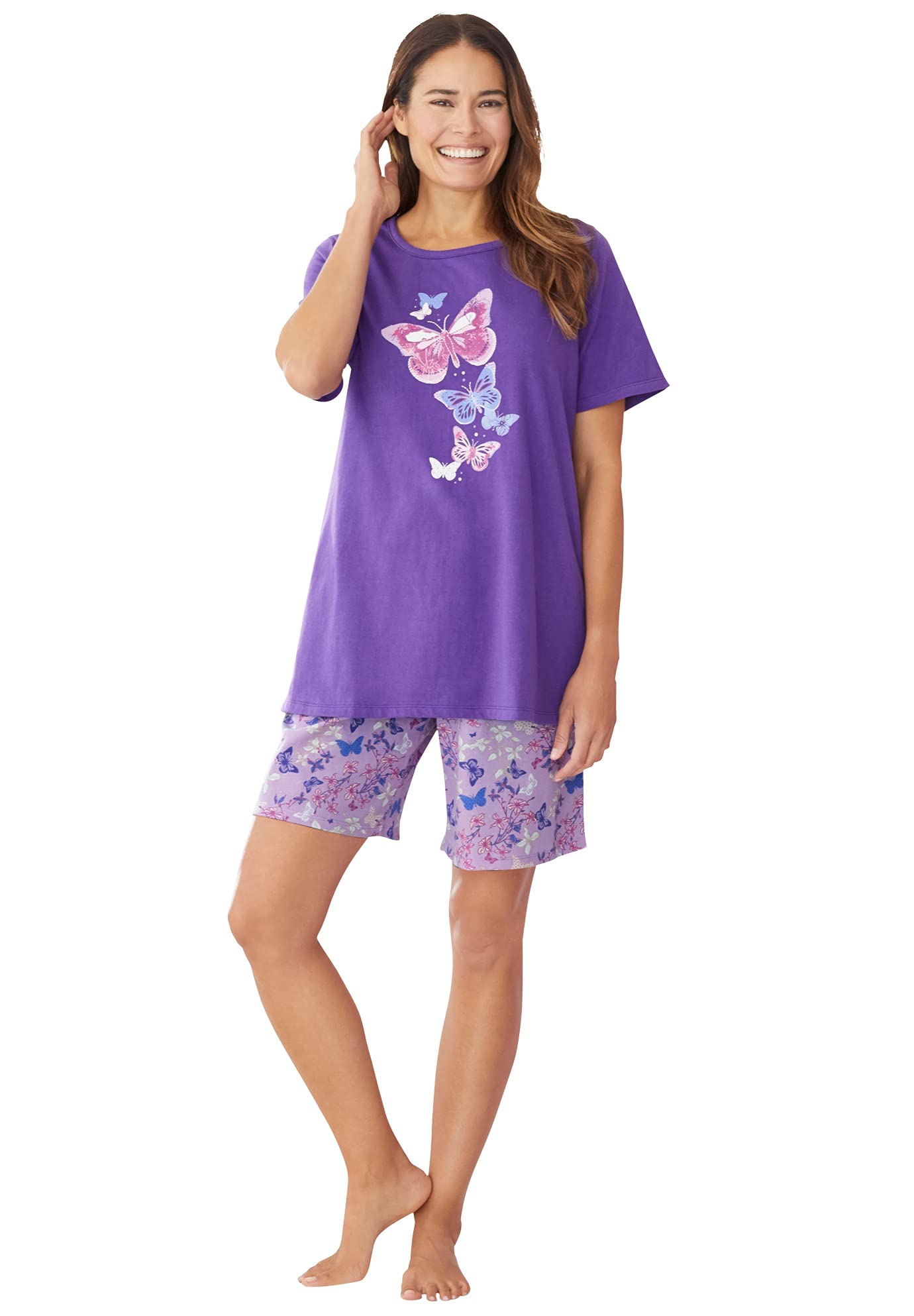 Dreams & Co.Women's Plus Size Knit Pj Short Set