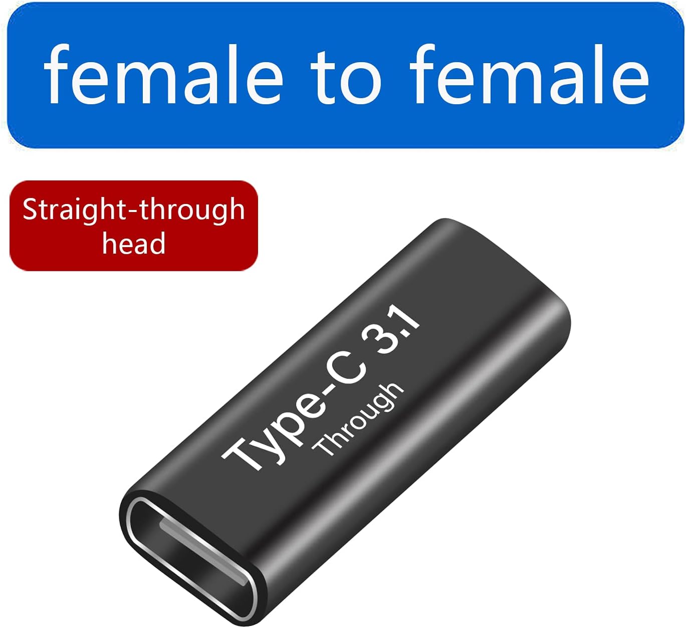 3in1 Pack USB 3.1 C Extension Coupler Adapter: USB C Male to Female, Compatible with MacBook, Nintendo Switch, Thunderbolt3 and More, Black