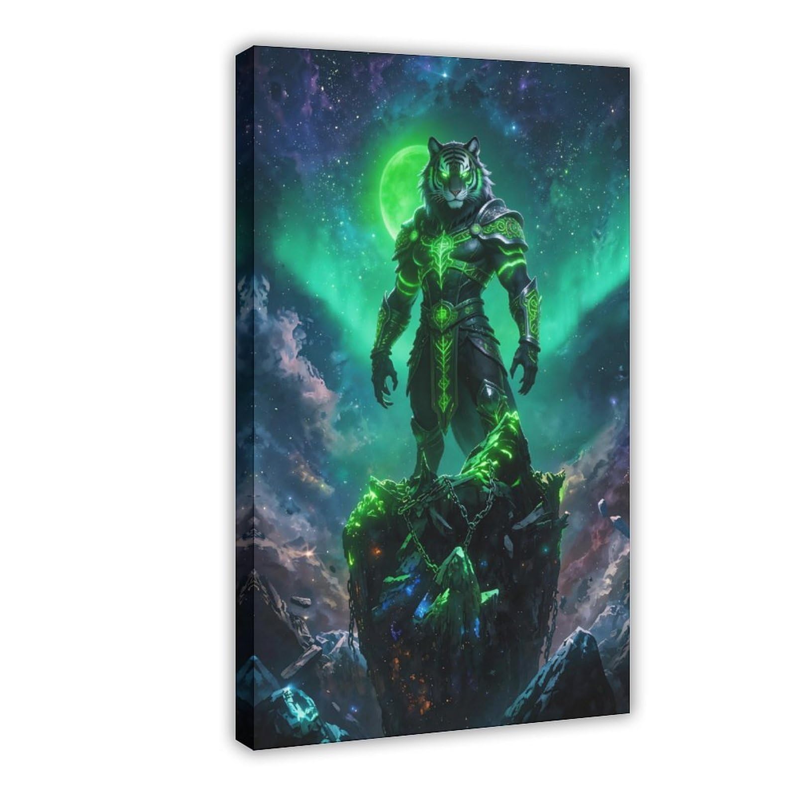 Bareronor Greenlight Tiger Sky Warrior Canvas Poster Bedroom Decor Landscape Office Room Decor Gift 20" L X 30" W