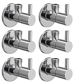 ACROME Stainless Steel Turbo Angle Valve with Wall Flange, Chrome Finish (6-Piece Set) Angle Cock