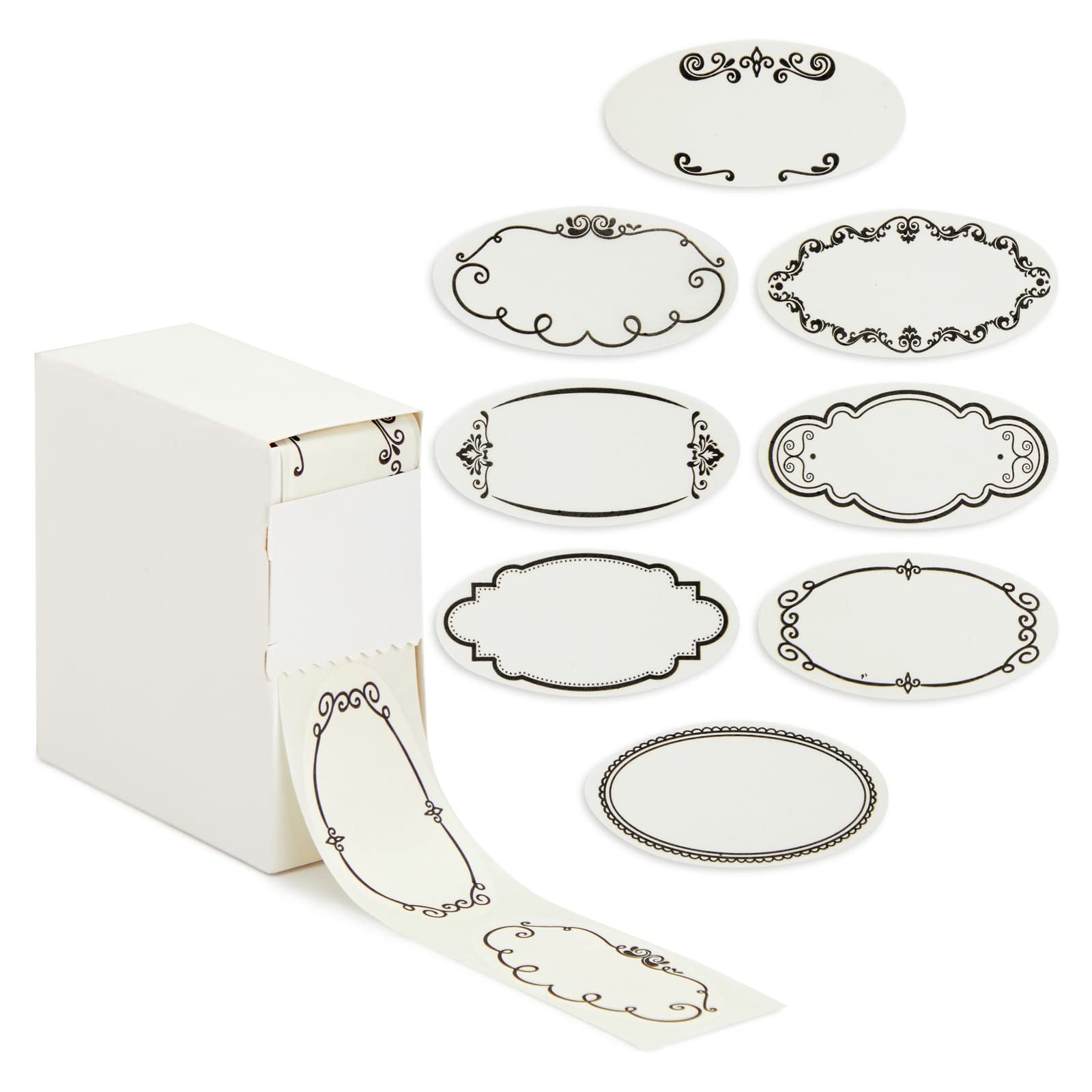 Juvale Dissolvable Food Labels - 300 Pack, White Rectangular, 1.1 x 2.25 in - Canning Jar Labels & Pantry & Freezer Container Stickers - 8 Unique Designs