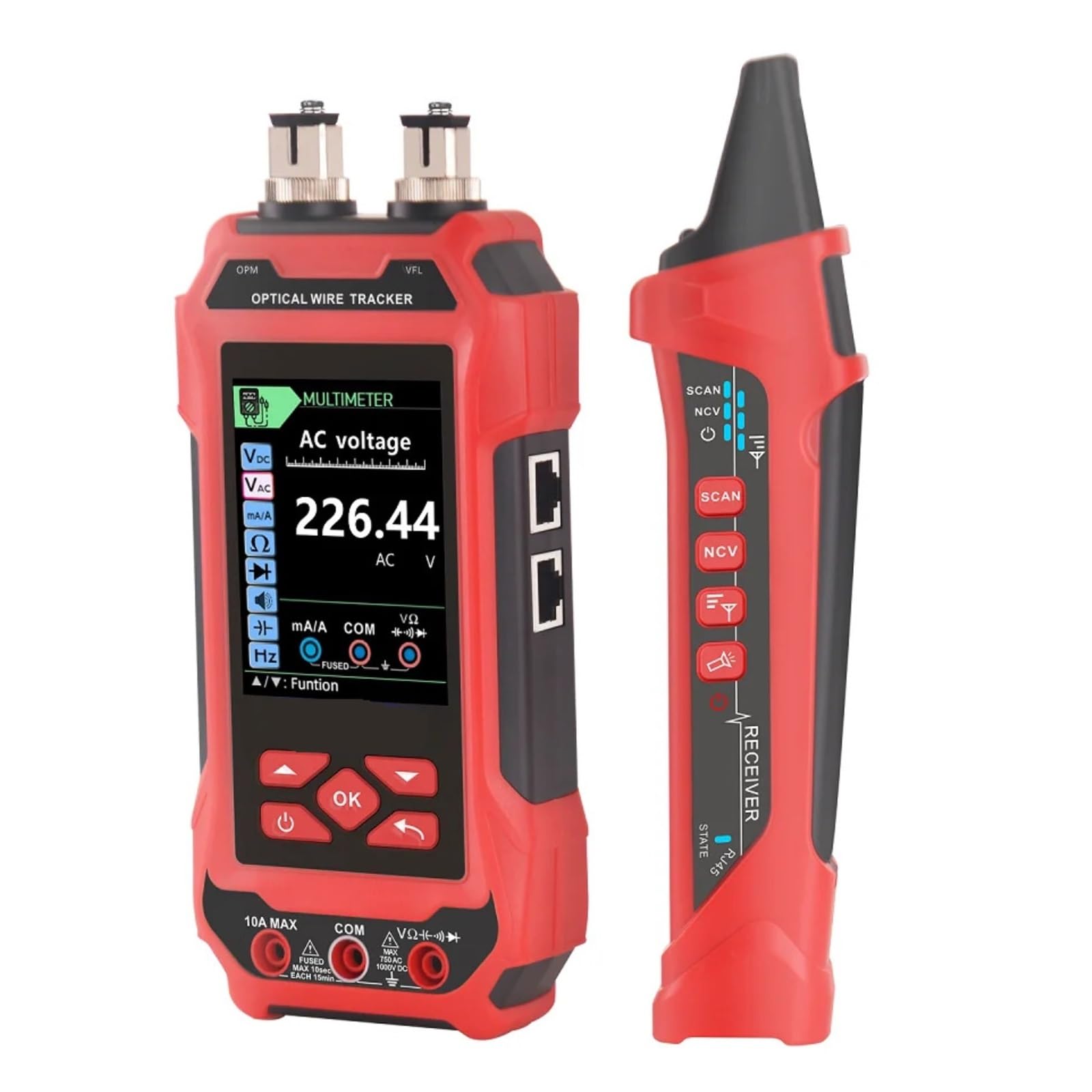 Multifunktionaler Netzwerkkabeltester Multimeter Optischer Leistungsmesser Fehlerorter 4 In 1 Leicht Und Tragbar