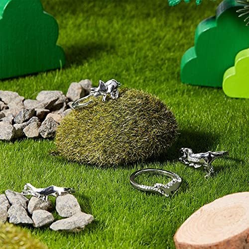 4 Pieces Dinosaur Rings Open Adjustable Dinosaur Rings Vintage Silver Dinosaur Rings Copper Alloy Jewellery for Women and Men