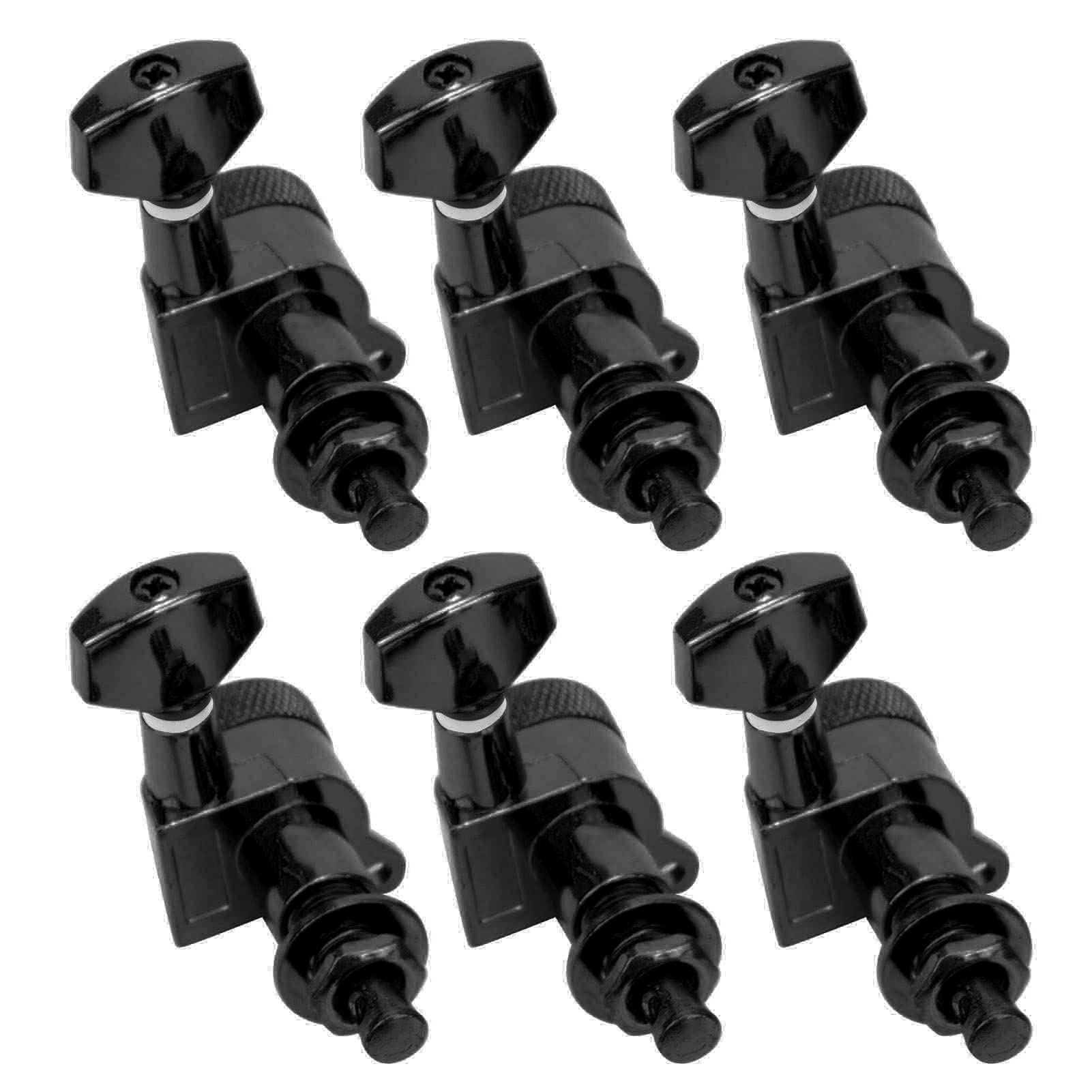 Guitar Locking Tuners Sealed String Tuning Key Pegs for Acoustic Electric Guitars Black (Six left button set)