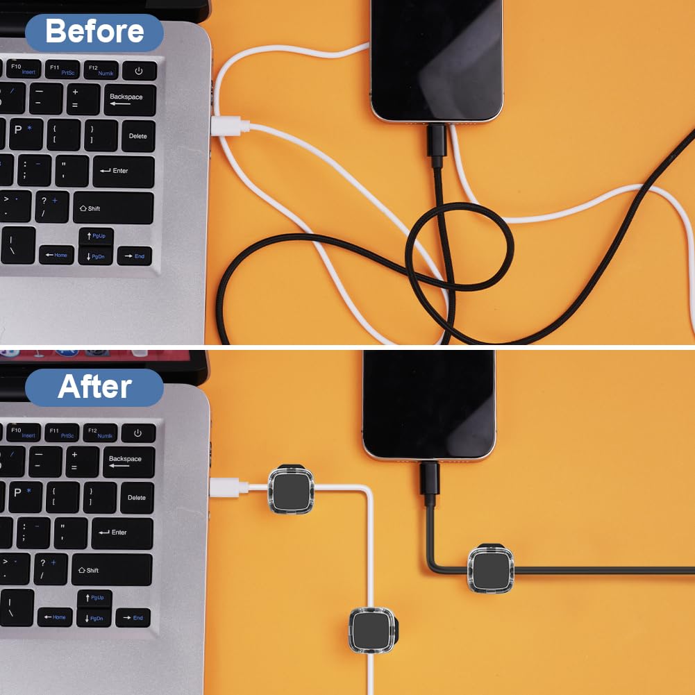 Fermacavi Magnetici URAQT | 6 Pezzi Clip Con Adesivo Per Organizzare Cavi Su Scrivania, Auto