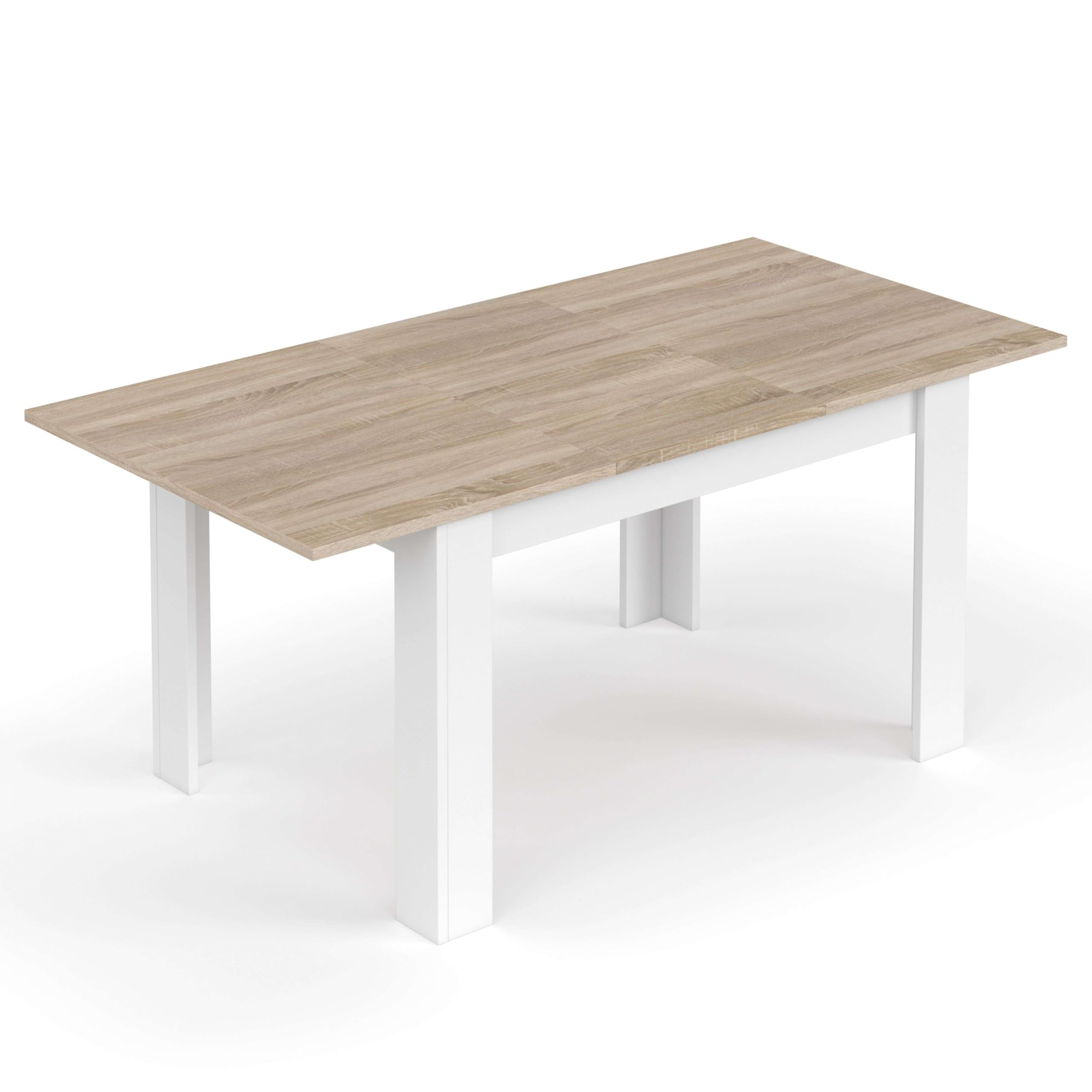 Miroytengo Mesa Extensible de Salón Comedor Kendra Color Blanco Artik y Roble Canadian 140x90 cm
