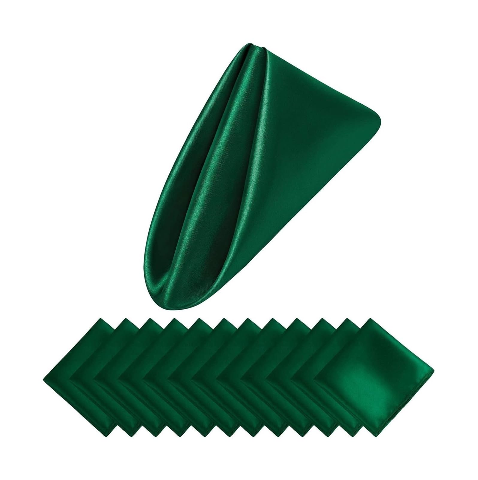 Cloth Dinner Table Napkins, Square Dinner Table Satin Napkins 15.7 inch Multicolor 16 Pcs(Dark Green)